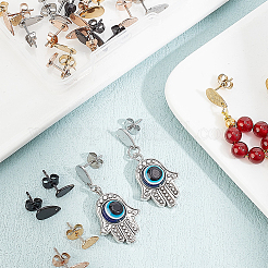 32Pcs 16 Style 304 Stainless Steel Stud Earring Findings&nbsp;STAS-MA0001-08