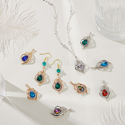 24Pcs 12 Colors Alloy Glass Pendants&nbsp;ALRI-GA0001-15