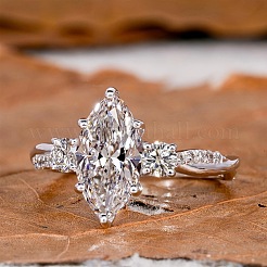 Brass Micro Pave Clear Cubic Zirconia Finger Rings&nbsp;FS-WG5249E-02