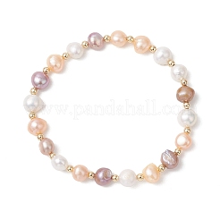 Natural Cultured Freshwater Pearl & 304 Stainless Steel Beads Stretch Bracelets for Women&nbsp;BJEW-JB13346