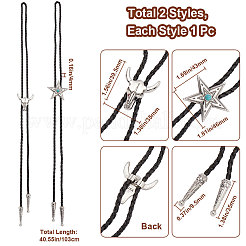 2Pcs 2 Styles Adjustable Vintage PU Leather Bolo Tie&nbsp;NJEW-GF0001-13AS