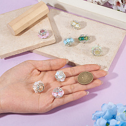 8Pcs 8 Colors Acrylic Rhinestone Rondelle Beads&nbsp;OACR-TA0004-99