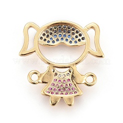 Brass Micro Pave Cubic Zirconia Links&nbsp;ZIRC-F093-49