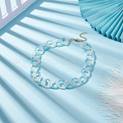 Opal & Glass Seed Braded Ring Wrap Beaded Necklaces for Women&nbsp;NJEW-JN03946