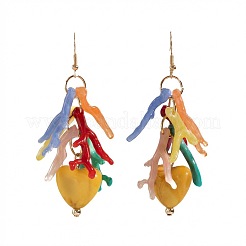 Alloy Resin Heart & Coral Dangle Earrings for Women&nbsp;WGCFA9C-05