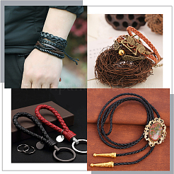 3 Bundles 3 Colors  Round Braided PU Imitation Leather Cords&nbsp;LC-GF0001-01