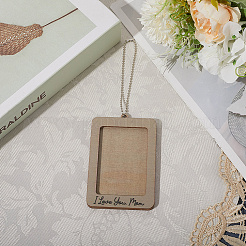 Rectangle with Word I Love You Mom Wood Hanging Photo Frame&nbsp;HJEW-SP0001-19B