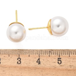 Brass ABS Imitation Pearl Stud Earrings&nbsp;EJEW-B132-01C-G