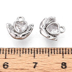 Brass Micro Pave Clear Cubic Zirconia Charms&nbsp;KK-N267-20P