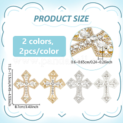 4Pcs 2 Colors Cross Hotfix Rhinestone Appliques&nbsp;DIY-FG0009-89