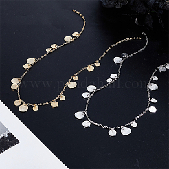 2Pcs 2 Colors Brass Disc Pendant Charms Making with Cable Chains&nbsp;NJEW-GA00002