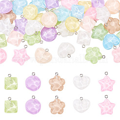 40Pcs 5 Styles Translucent Resin Pendants&nbsp;RESI-TA0003-62
