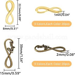 120Pcs 6 Styles Tibetan Style Alloy Infinity with Hope Connector Charms&nbsp;TIBE-FH0001-20