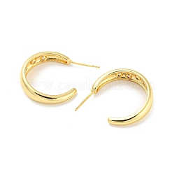 Rack Plating Brass C Shape Stud Earrings with Clear Cubic Zirconia&nbsp;EJEW-F326-17G