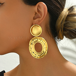 Vintage French Style Hollow Oval Brass Dangle Stud Earrings&nbsp;CE9970