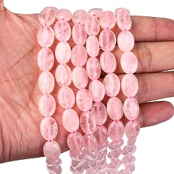 Natural Rose Quartz Flat Oval Bead Strands&nbsp;G-M206-28