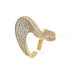 Brass Micro Pave Clear Cubic Zirconia Cuff Open Rings for Women&nbsp;RJEW-L343-15G