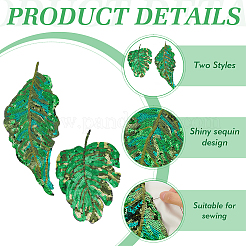 2Pcs 2 Styles PVC Paillette Embroidered Cloth Sew on Patches&nbsp;PATC-FG0002-05