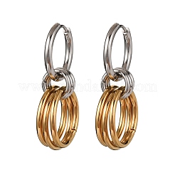304 Stainless Steel Two Tone Hoop Earrings&nbsp;LS-EJEW-A136-01D-GP