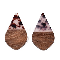 Transparent Resin and Walnut Wood Pendants&nbsp;RESI-T057-06B