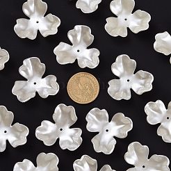 3-Petal Flower ABS Plastic Imitation Pearl Bead Caps&nbsp;X-OACR-R016-05