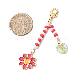 3Pcs Flower Alloy Enamel Pendant Decorations&nbsp;HJEW-MZ00337