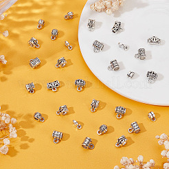 120Pcs 12 Styles Tibetan Style Alloy Tube Bails&nbsp;TIBE-ME0001-06