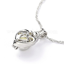 Luminous Alloy Locket Heart Pendant Necklaces&nbsp;NJEW-F284-07A