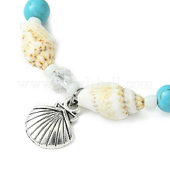 Handmade Shell & Synthetic Turquoise Beaded Bracelets for Women&nbsp;BJEW-TA00570