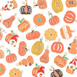 30Pcs 15 Styles Thanksgiving Day Golden Tone Alloy Enamel Pendants&nbsp;ENAM-FS0002-02