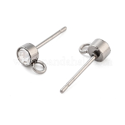 Non-Tarnish 202 Stainless Steel Rhinestone Stud Earring Findings&nbsp;STAS-U012-05P