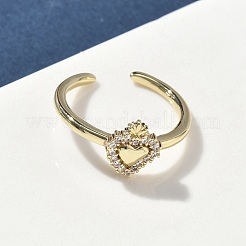 Brass Micro Pave Cubic Zirconia Cuff Rings&nbsp;RJEW-H256-13G