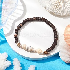 Natural Coconut Disc Stretch Bracelets&nbsp;BJEW-JB10254