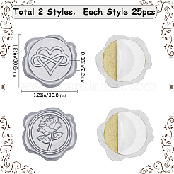 50Pcs 2 Styles Rose & Heart Adhesive Wax Seal Stickers&nbsp;DIY-CP0010-23A