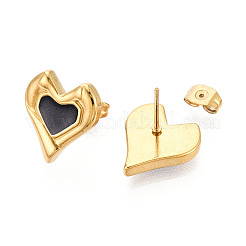 Heart 304 Stainless Steel Enamel Stud Earrings&nbsp;EJEW-T047-27G-A