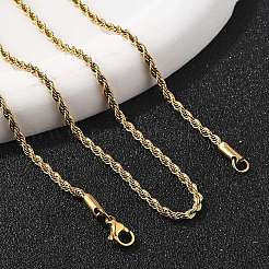 304 Stainless Steel Rope Chain Necklaces&nbsp;NJEW-L167-06B-G
