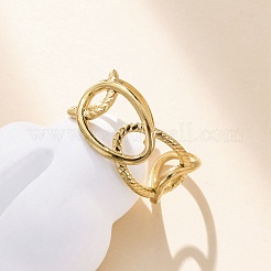 Oval 304 Stainless Steel Open Cuff Ring for Women&nbsp;LS-RJEW-Z083-03G-01