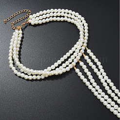 Plastic Imitation Pearl White Round Neck Waist Sexy Bikini Body Chains for Women&nbsp;WGAD7A5-01