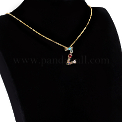 Golden Brass Micro Pave Cubic Zirconia Initial Pendants Necklaces&nbsp;NJEW-S069-JN002-Z