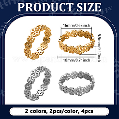 4Pcs 2 Colors Brass Finger Rings for Women&nbsp;RJEW-HY0001-22