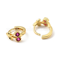 Deep Pink Cubic Zirconia Cherry Hoop Earrings&nbsp;X-EJEW-C028-02G