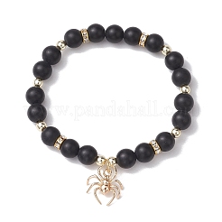 2Pcs 2 Styles 8mm Round Dyed Natural Black Agate & Synthetic Turquoise Beaded Stretch Bracelets&nbsp;BJEW-JB10564