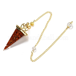Mixed Gemstone Chip & Resin Dowsing Pendulum Big Pendants&nbsp;G-H293-02G