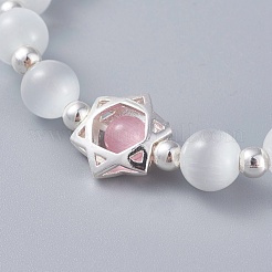 Cat Eye Round Bead Stretch Bracelets&nbsp;BJEW-L037-13A