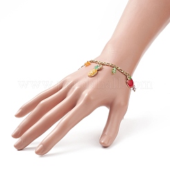 Watermelon & Avocado & Pineapple & Cherry Alloy Enamel Charm Bracelet&nbsp;BJEW-TA00209