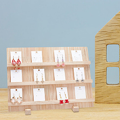 3-Tier Rectangle Wooden Earring Display Card Stands&nbsp;EDIS-WH0029-78