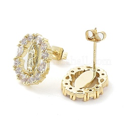 Brass Micro Pave Cubic Zirconia Stud Earrings for Women&nbsp;EJEW-D086-07A-G