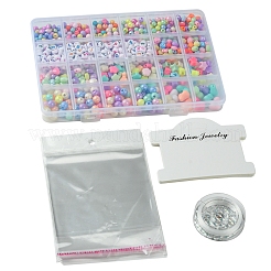 DIY Flat Round & Heart Acrylic & Plastic Beads Bracelets Making Kits&nbsp;DIY-FS0006-41
