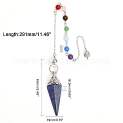 1Pc Natural Lapis Lazuli Hexagonal Pointed Dowsing Pendulums&nbsp;G-CA0001-70B