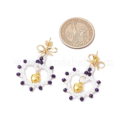 Glass Seed Beads Dangle Stud Earrings&nbsp;EJEW-MZ00396-01